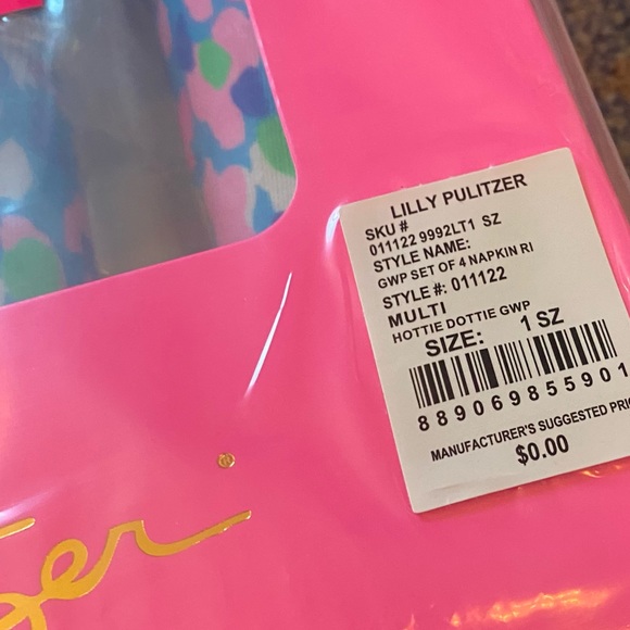 Lilly Pulitzer 4 Napkins & Gold Bamboo Rings  / Hostess Gift - Picture 4 of 5